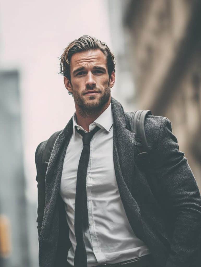 handsome irresistible man with great hairstyle and outfit