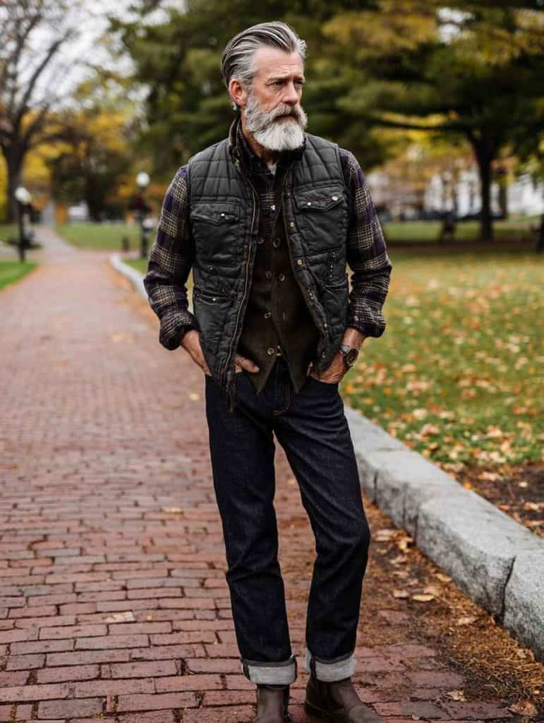 handsome_man_over_50 Layered Autumn Style